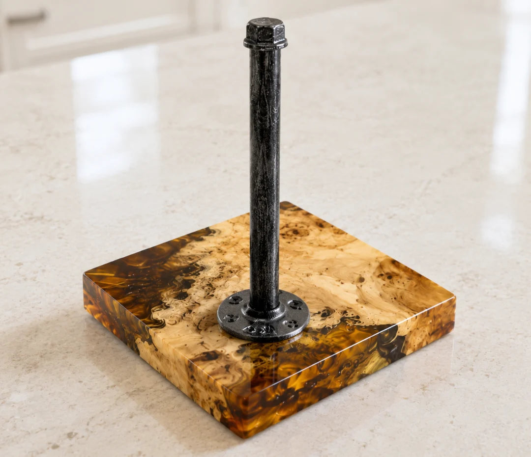 Golden Mosaic Clear Amber Epoxy Paper Towel Holder PTH01