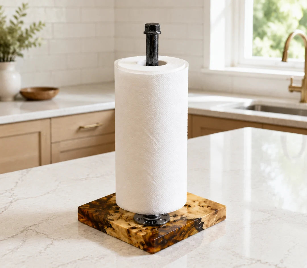 Golden Mosaic Clear Amber Epoxy Paper Towel Holder PTH01