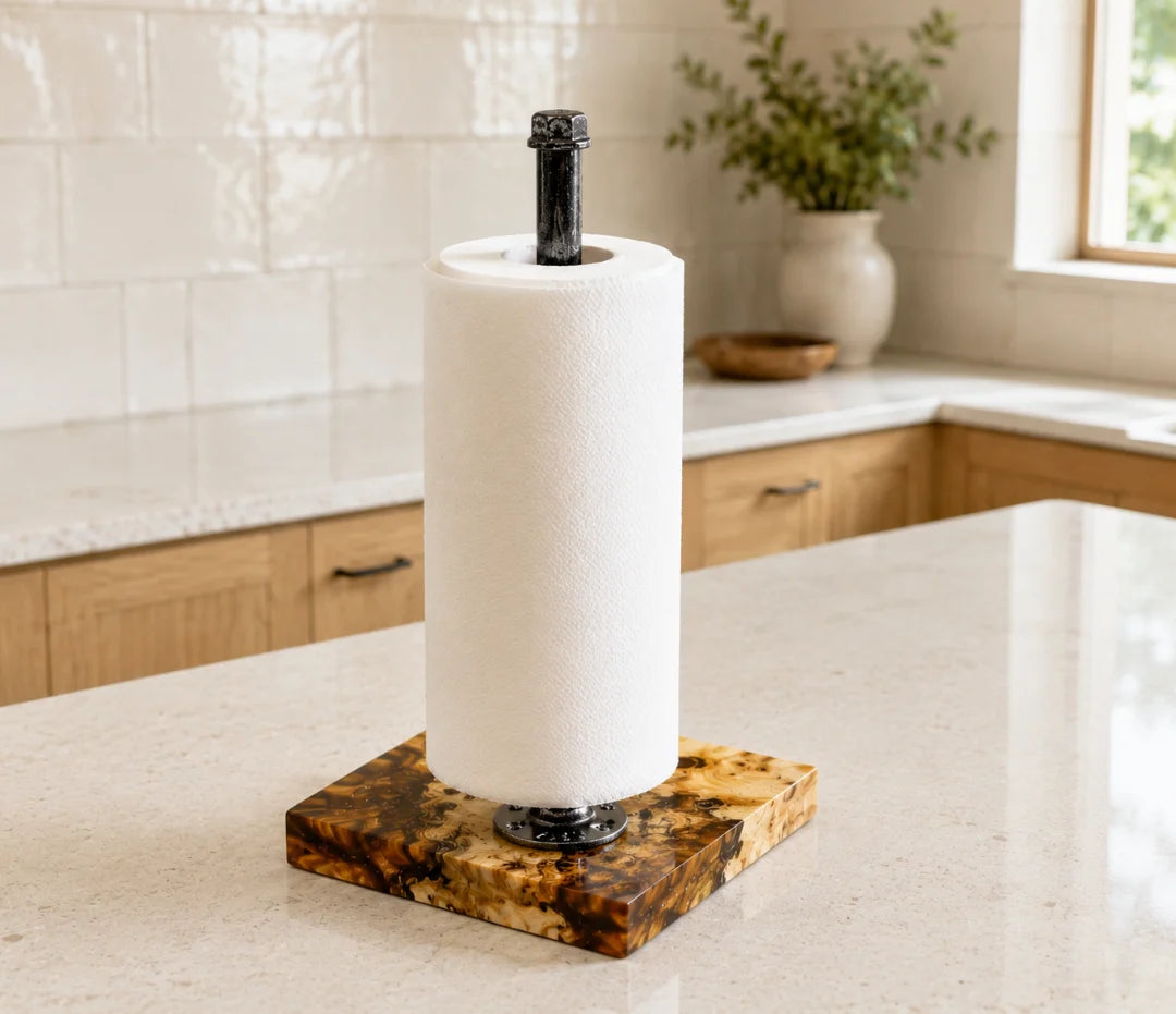 Golden Mosaic Clear Amber Epoxy Paper Towel Holder PTH01