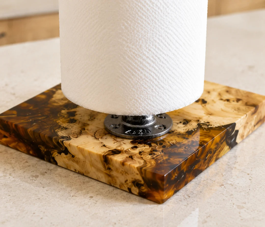 Golden Mosaic Clear Amber Epoxy Paper Towel Holder PTH01