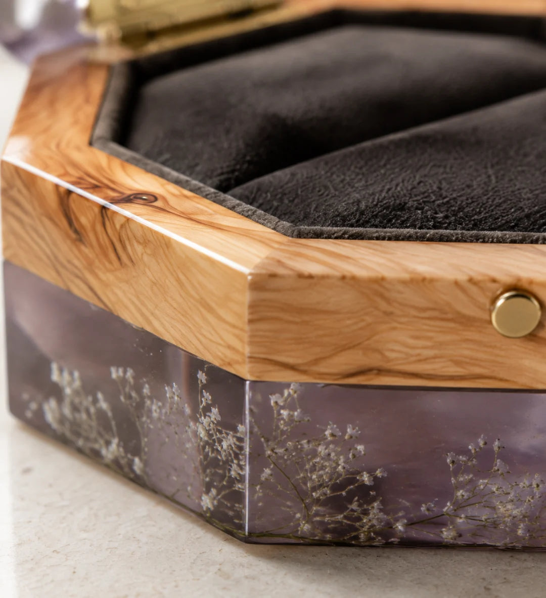 Lavender Keepsake Smoky Lavender Epoxy Ring Box RB01