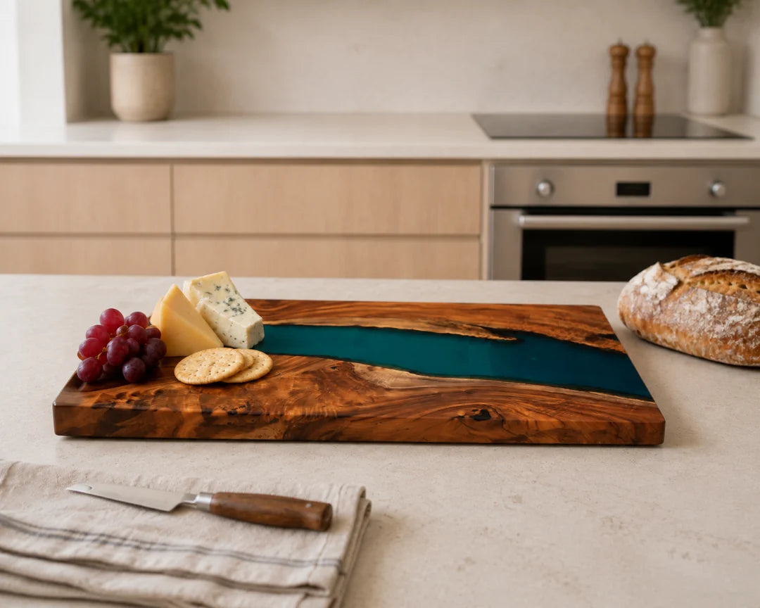 Teal Harbor Turquoise Epoxy Serving Board SB04