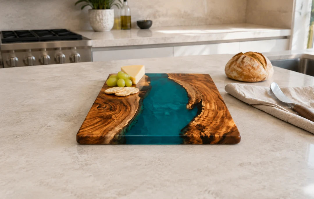 Teal Harbor Turquoise Epoxy Serving Board SB04