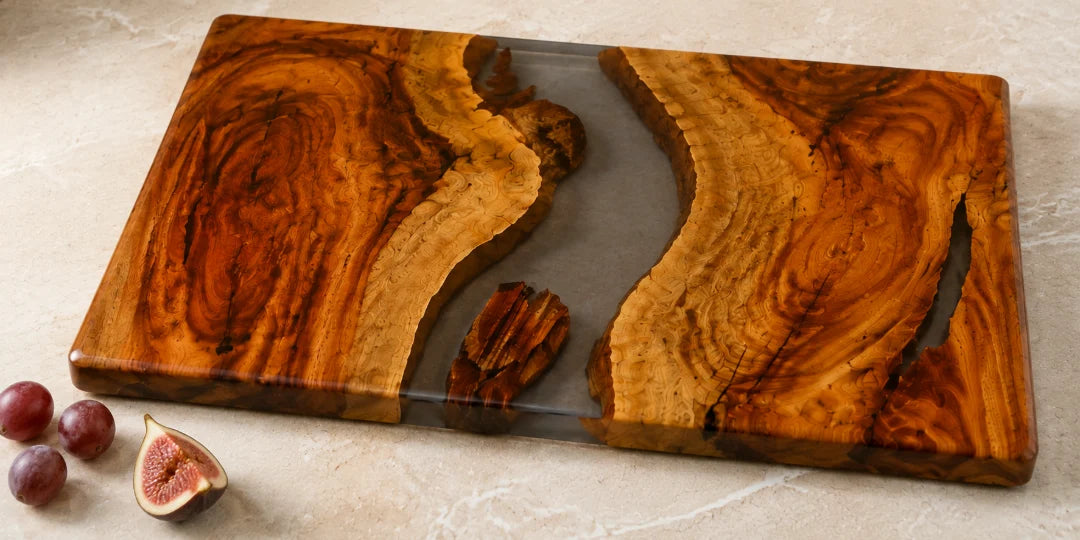 Midnight River Smoky Gray Epoxy Serving Board SB06