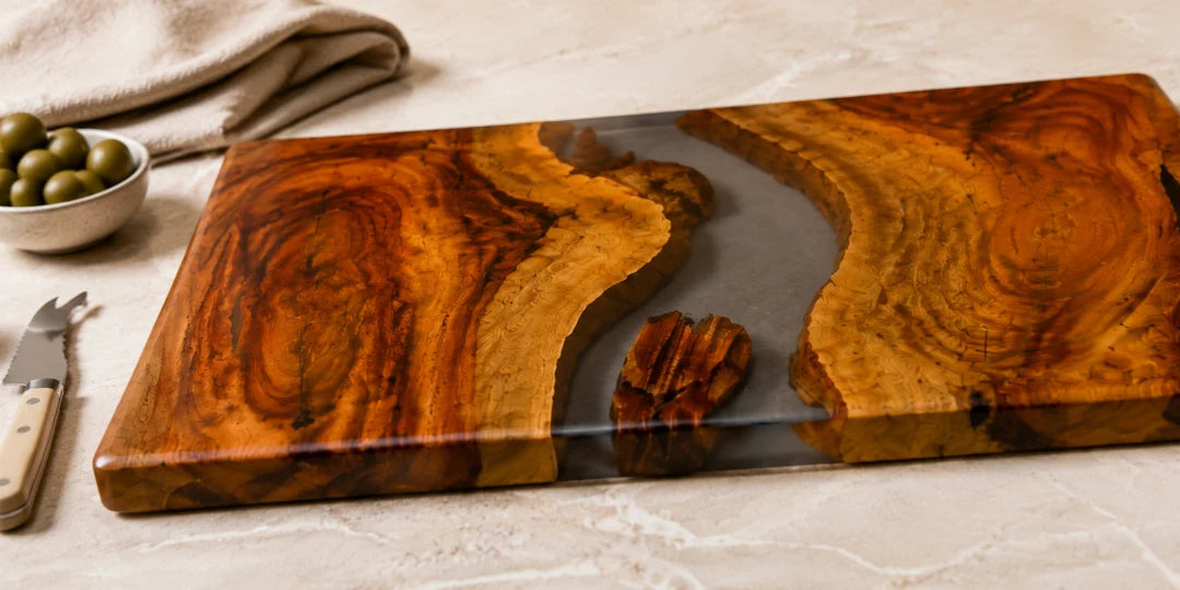 Midnight River Smoky Gray Epoxy Serving Board SB06