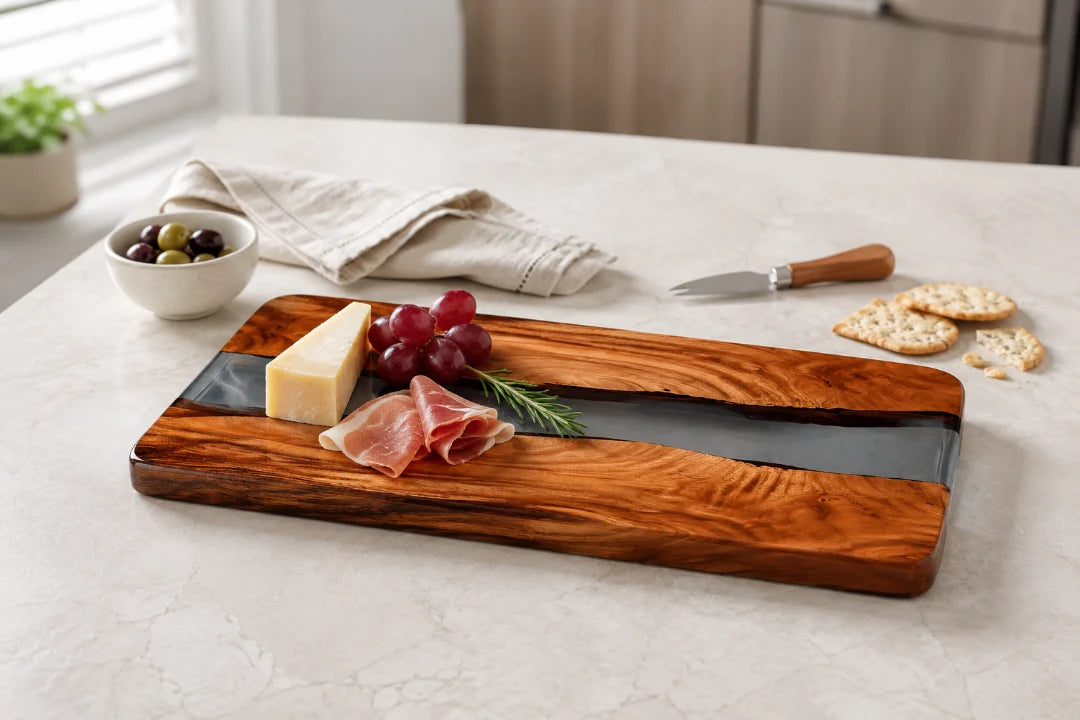 Silver Passage Pearl White Epoxy Serving Board SB08