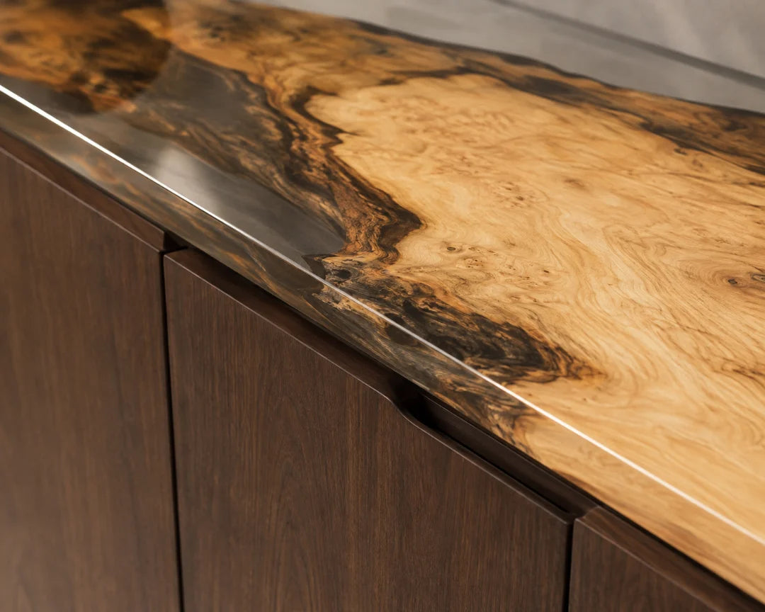 Golden Drift Clear Amber Epoxy Sideboard and Credenza SC01