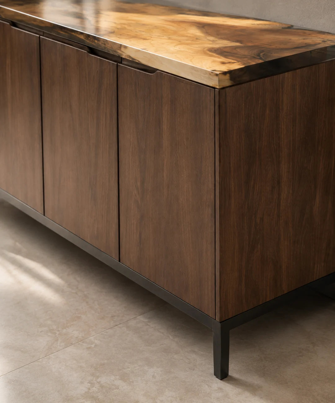 Golden Drift Clear Amber Epoxy Sideboard and Credenza SC01