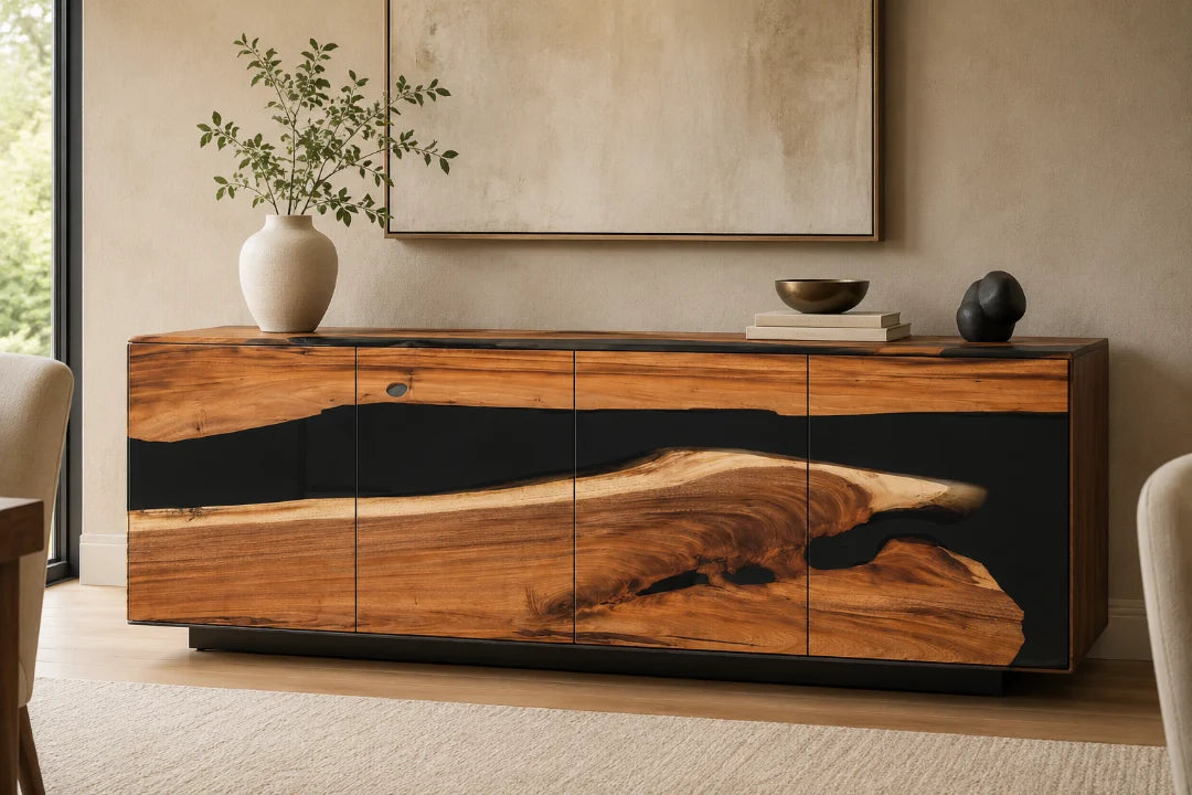 Black Passage Jet Black Epoxy Sideboard and Credenza SC03