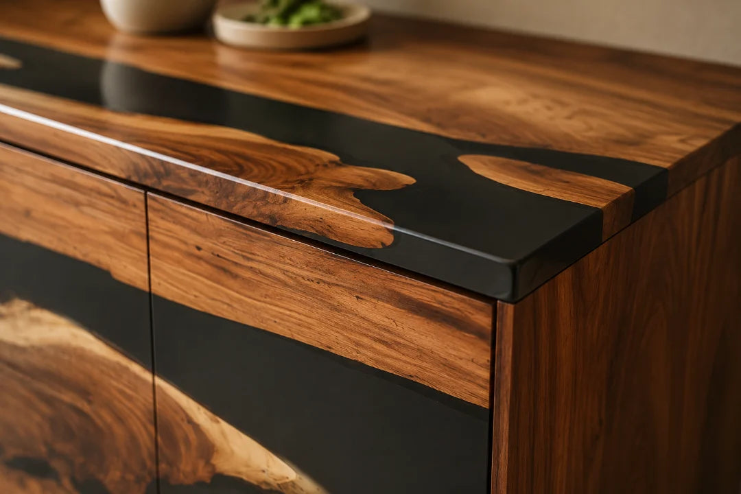Black Passage Jet Black Epoxy Sideboard and Credenza SC03