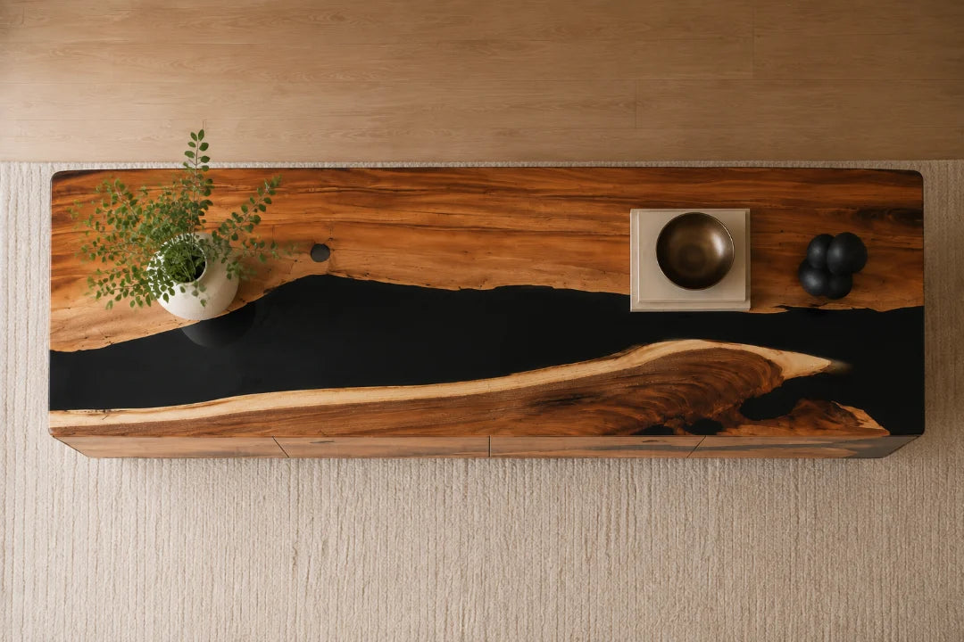 Black Passage Jet Black Epoxy Sideboard and Credenza SC03