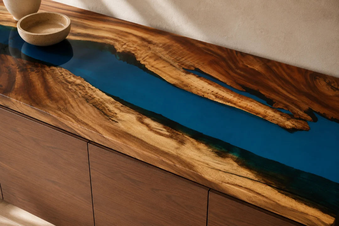 Blue Estuary Ocean Blue Epoxy Sideboard and Credenza SC04