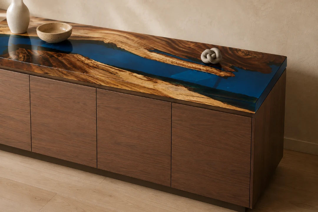 Blue Estuary Ocean Blue Epoxy Sideboard and Credenza SC04