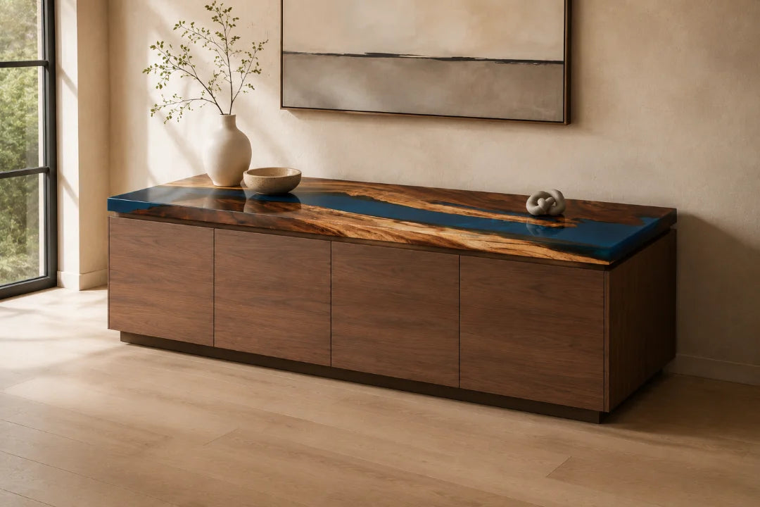 Blue Estuary Ocean Blue Epoxy Sideboard and Credenza SC04