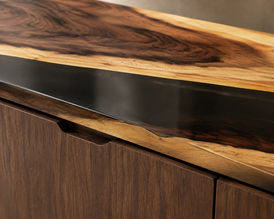 Night Divide Jet Black Epoxy Sideboard and Credenza SC07