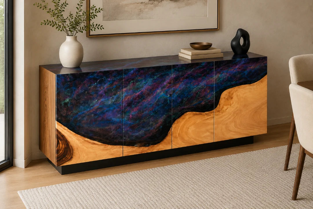 Galaxy Crest Galaxy Blue Epoxy Sideboard and Credenza SC08