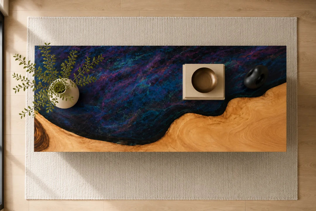 Galaxy Crest Galaxy Blue Epoxy Sideboard and Credenza SC08