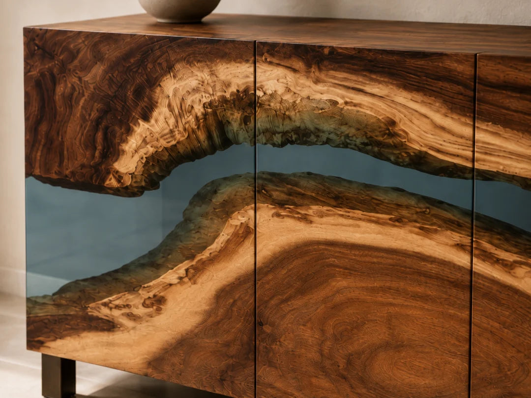 Silver Bend Silver Gray Epoxy Sideboard and Credenza SC09