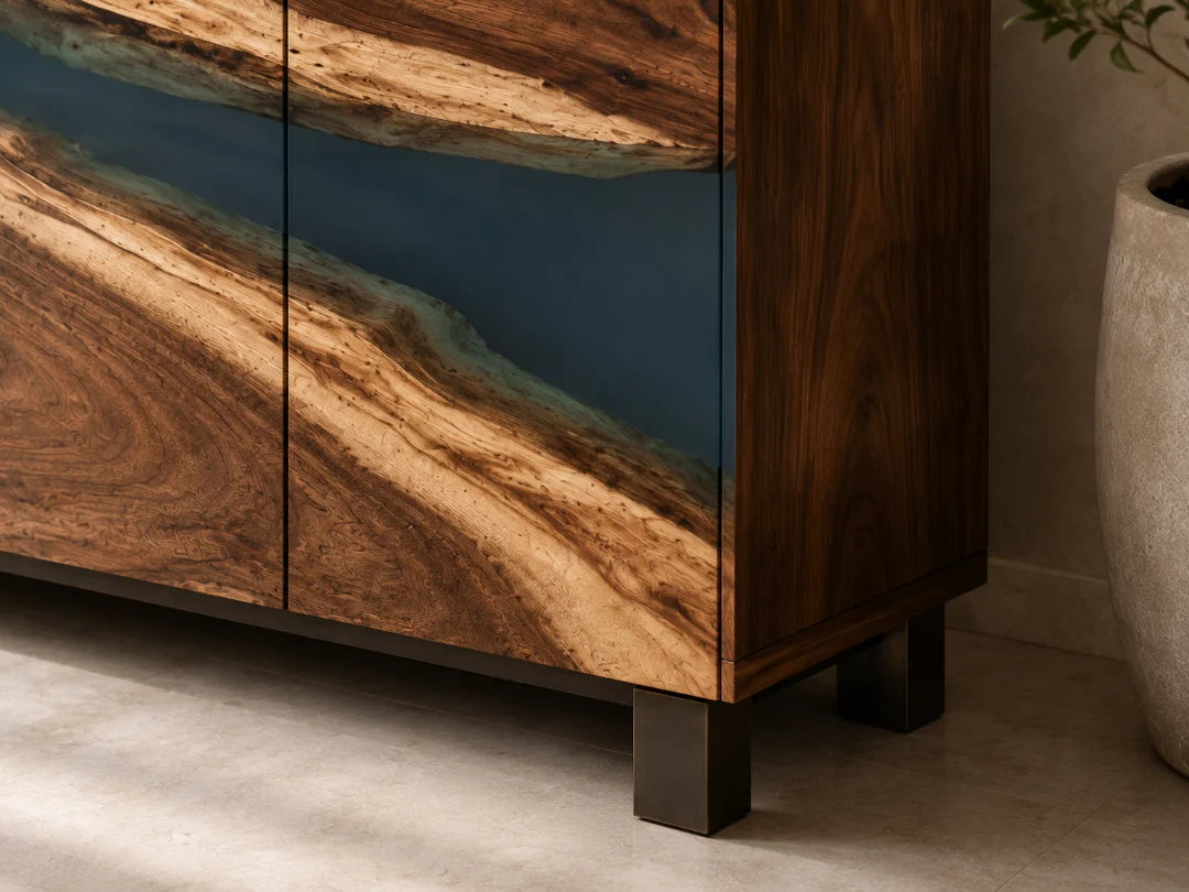 Silver Bend Silver Gray Epoxy Sideboard and Credenza SC09