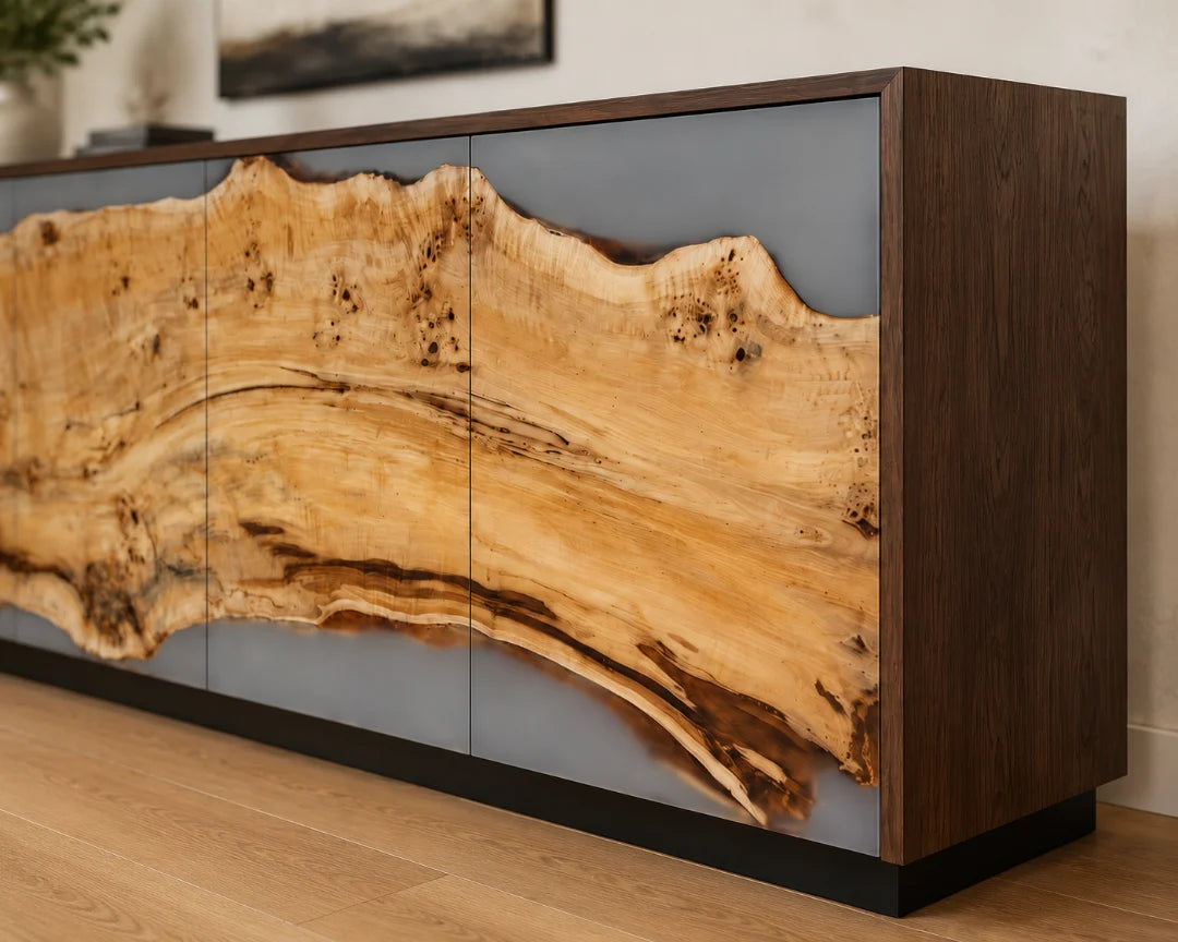 Silver Bend Light Silver Gray Epoxy Sideboard and Credenza SC10