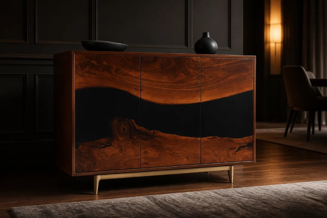 Ember Valley Smoky Black Epoxy Sideboard and Credenza SC11