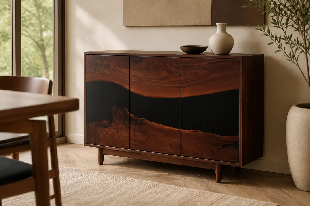 Ember Valley Smoky Black Epoxy Sideboard and Credenza SC11