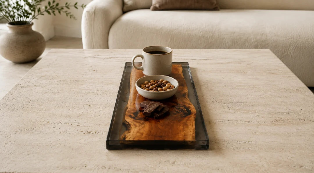 Dark Rim Smoky Black Epoxy Snack Tray ST01