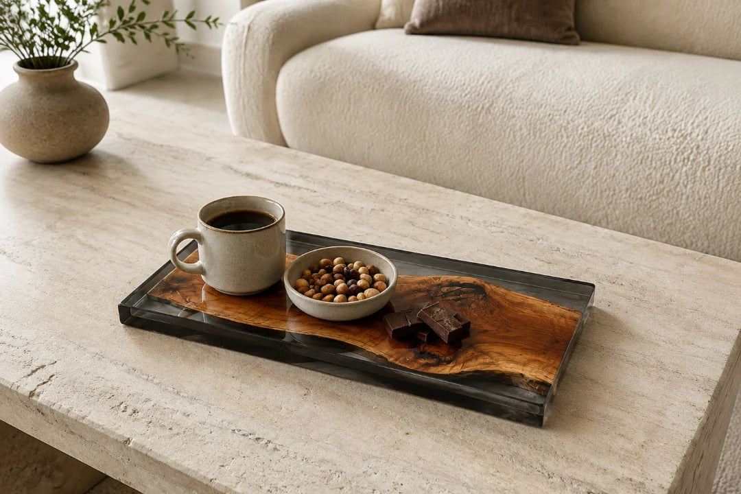 Dark Rim Smoky Black Epoxy Snack Tray ST01