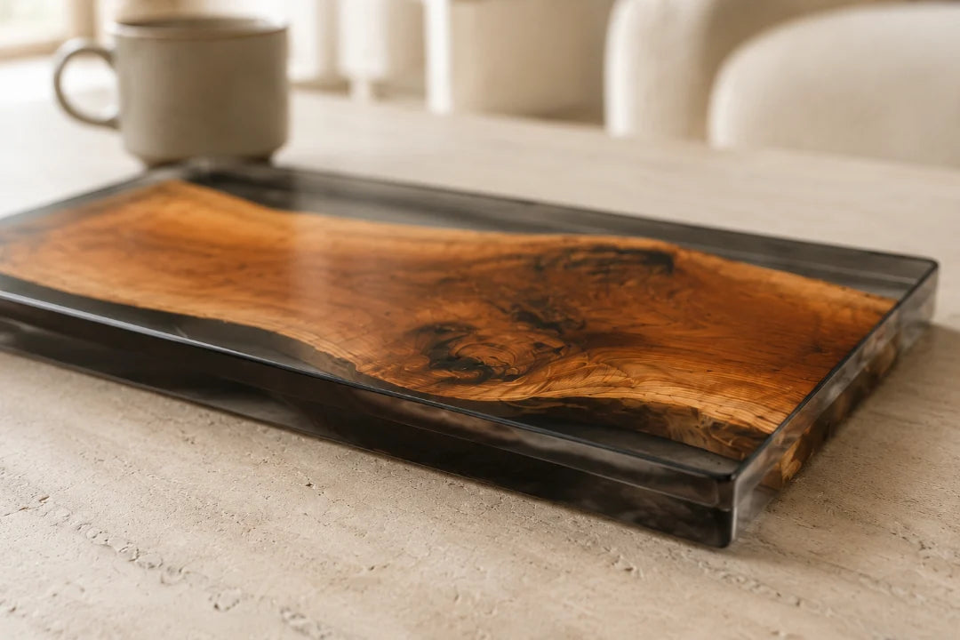 Dark Rim Smoky Black Epoxy Snack Tray ST01