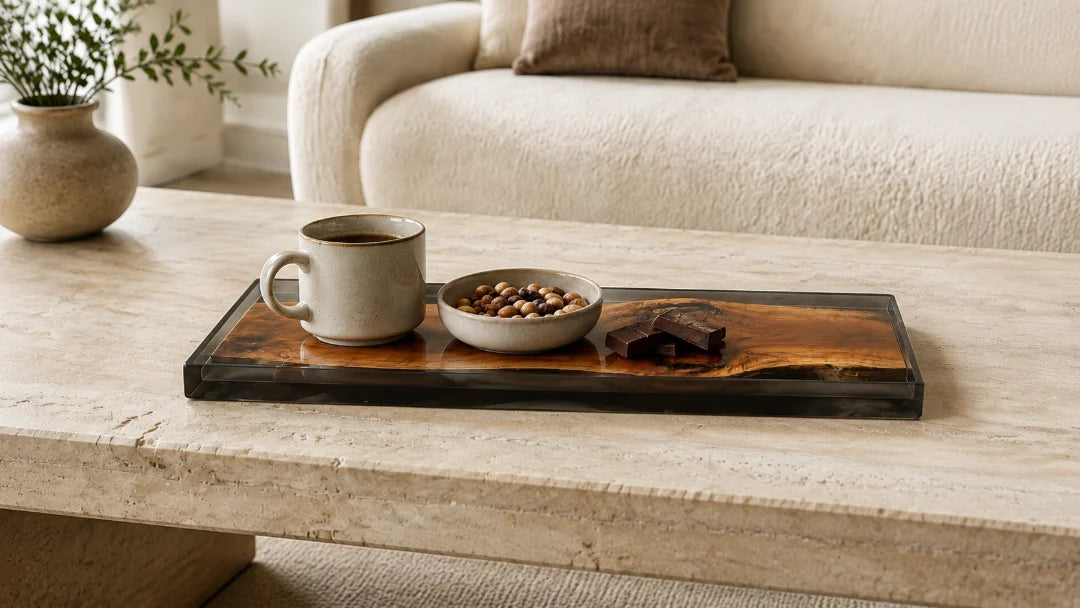 Dark Rim Smoky Black Epoxy Snack Tray ST01