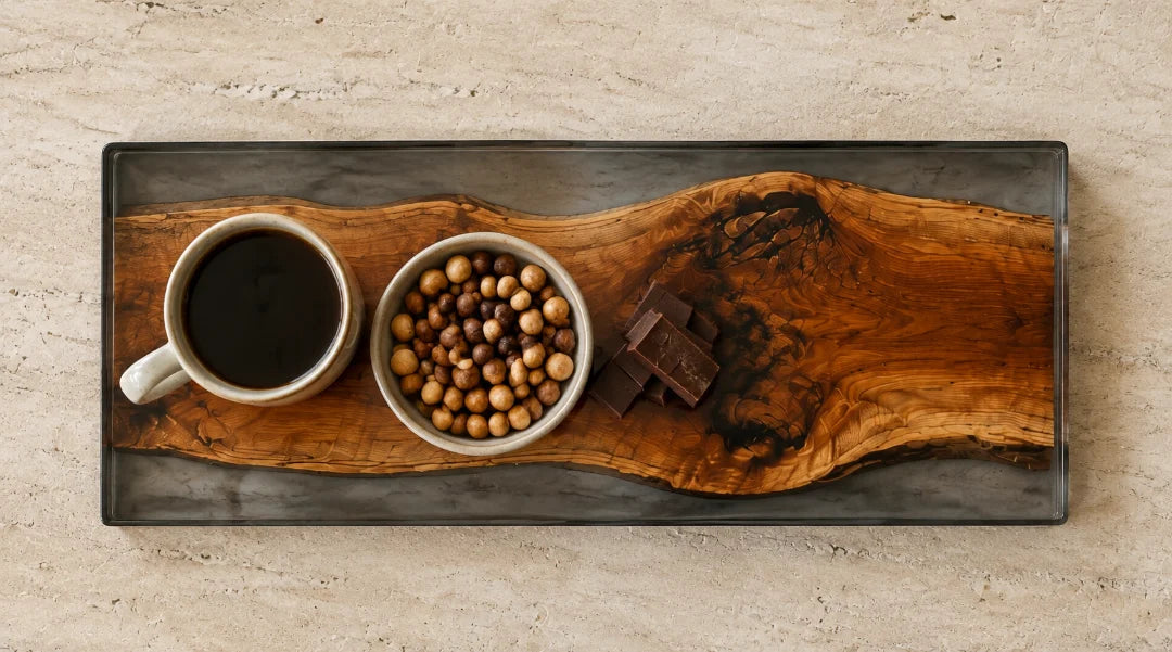 Dark Rim Smoky Black Epoxy Snack Tray ST01