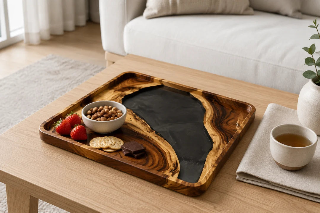 Black Cove Jet Black Epoxy Snack Tray ST02