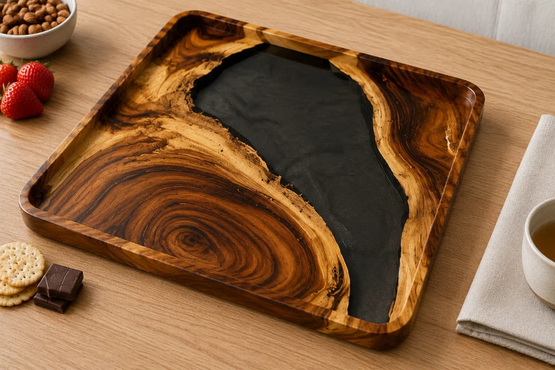 Black Cove Jet Black Epoxy Snack Tray ST02