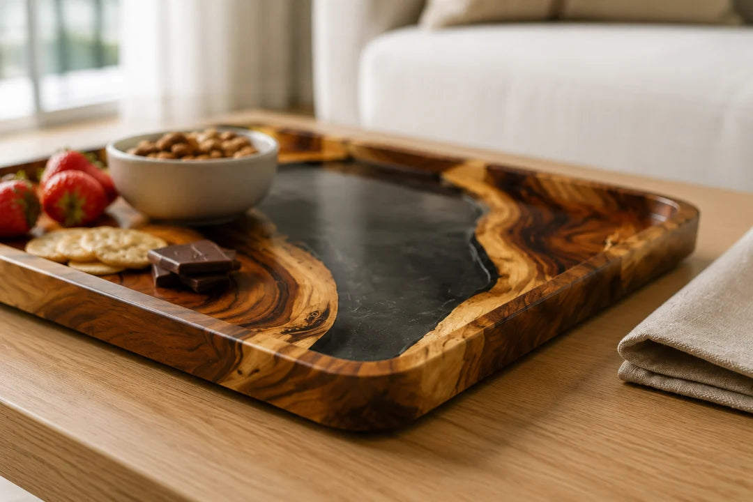 Black Cove Jet Black Epoxy Snack Tray ST02
