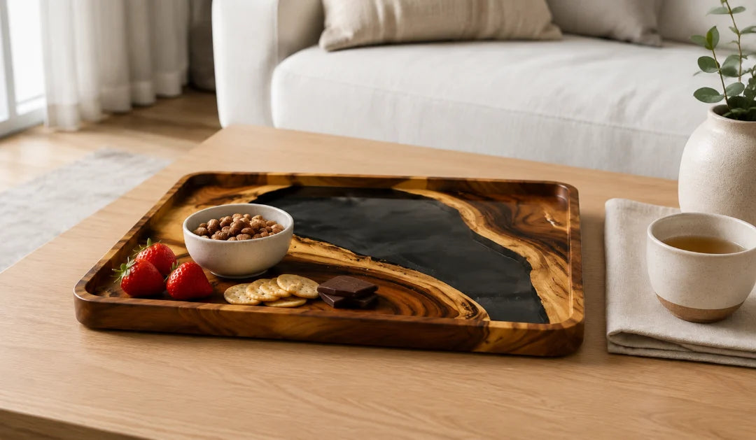 Black Cove Jet Black Epoxy Snack Tray ST02