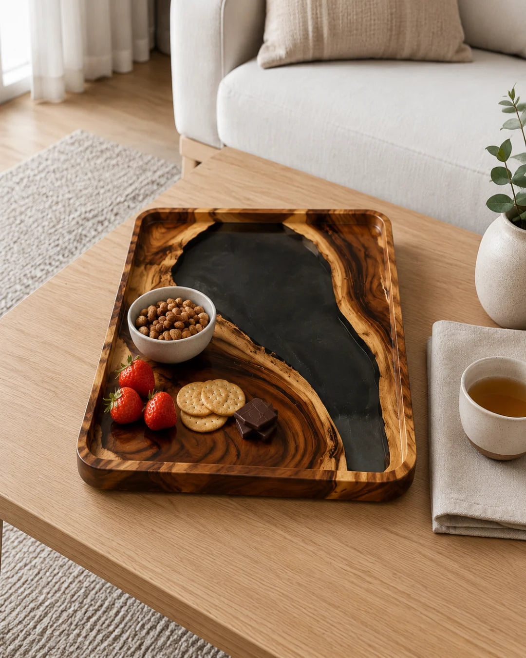 Black Cove Jet Black Epoxy Snack Tray ST02