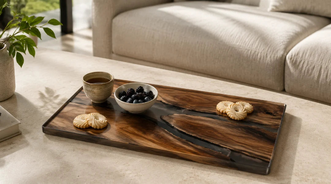 Shadow Pools Smoky Black Epoxy Snack Tray ST05
