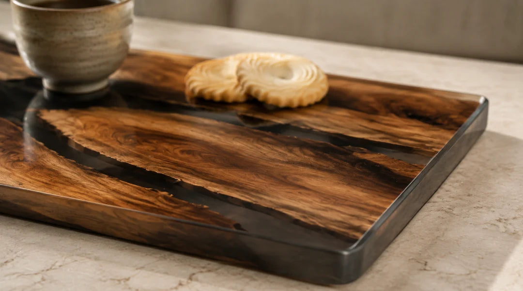 Shadow Pools Smoky Black Epoxy Snack Tray ST05