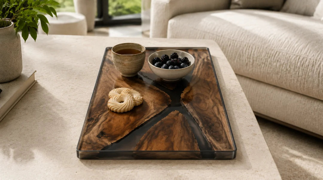Shadow Pools Smoky Black Epoxy Snack Tray ST05