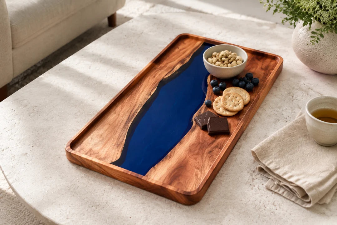 Cobalt Basin Sapphire Blue Epoxy Snack Tray ST06