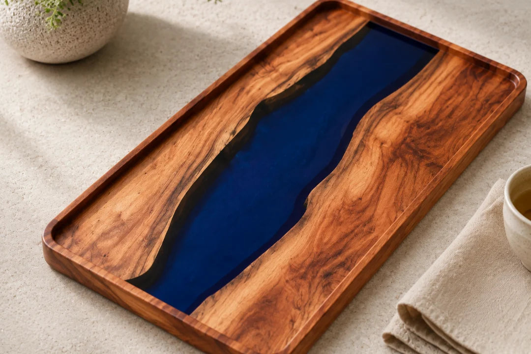 Cobalt Basin Sapphire Blue Epoxy Snack Tray ST06