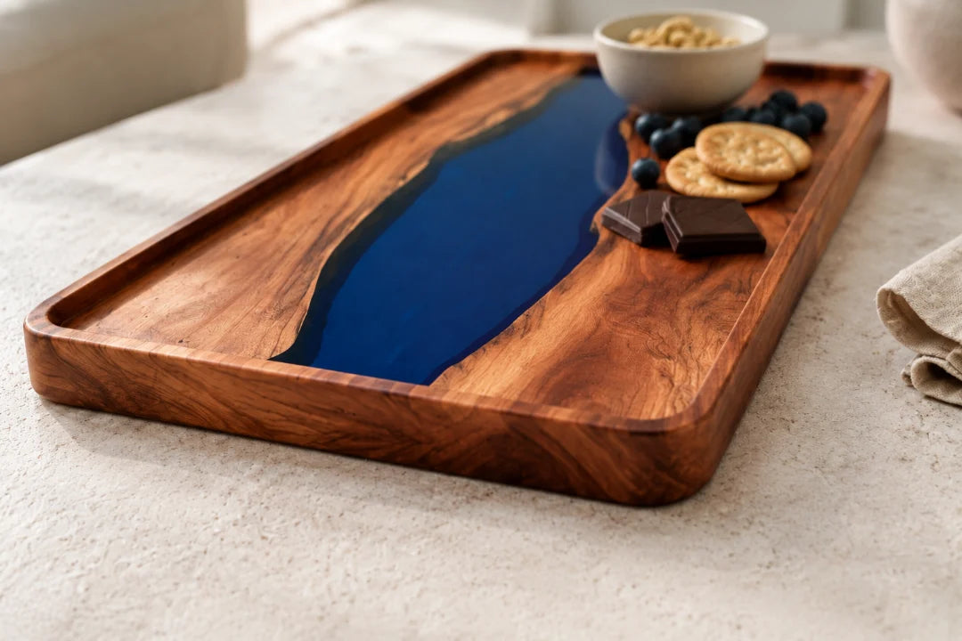 Cobalt Basin Sapphire Blue Epoxy Snack Tray ST06