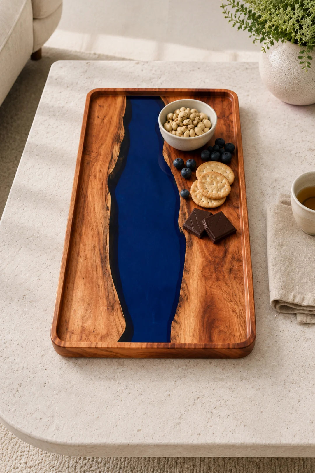 Cobalt Basin Sapphire Blue Epoxy Snack Tray ST06
