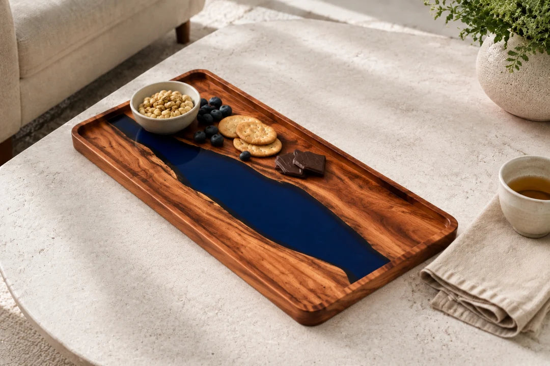 Cobalt Basin Sapphire Blue Epoxy Snack Tray ST06