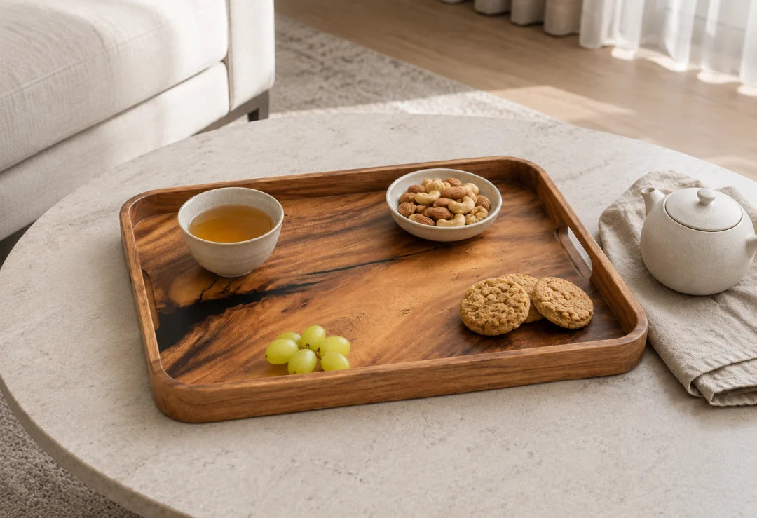 Amber Plain Black Epoxy Snack Tray ST07