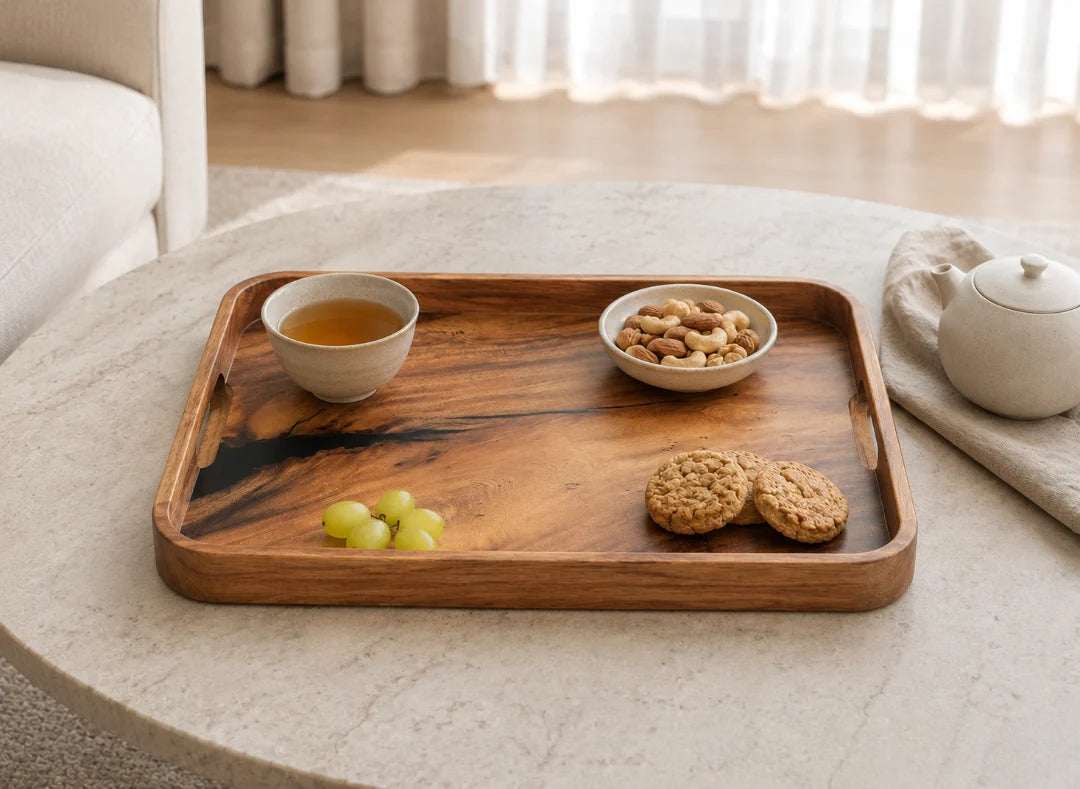 Amber Plain Black Epoxy Snack Tray ST07