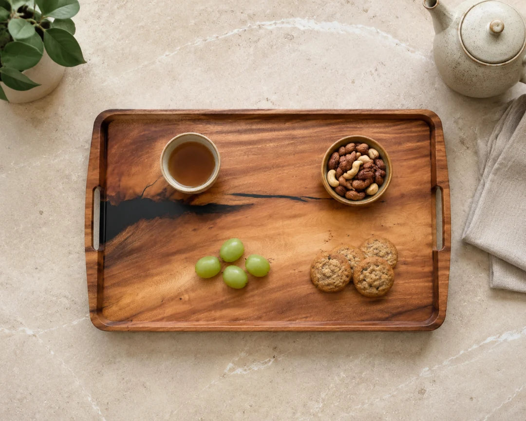 Amber Plain Black Epoxy Snack Tray ST07