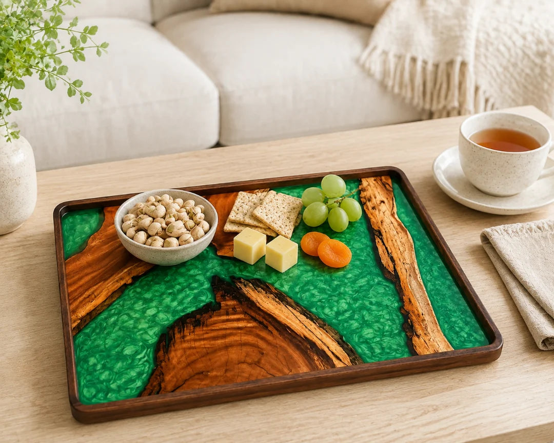 Emerald Mosaic Emerald Green Epoxy Snack Tray ST08