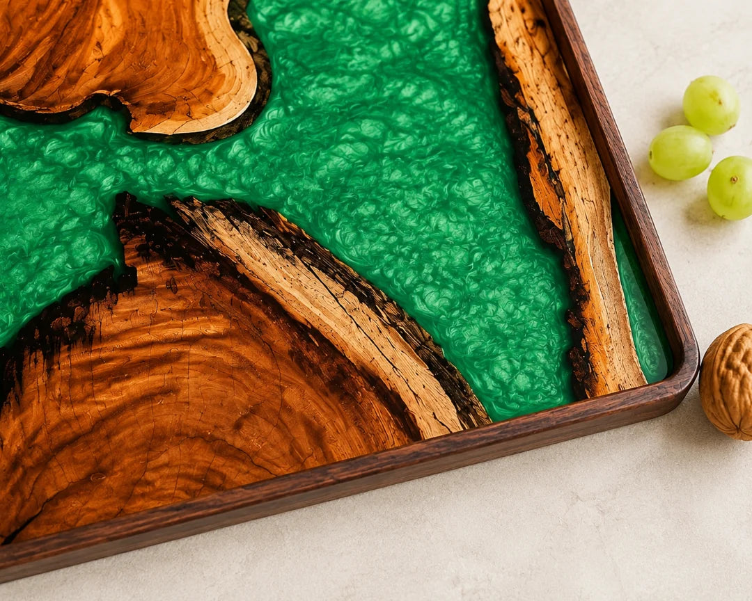 Emerald Mosaic Emerald Green Epoxy Snack Tray ST08