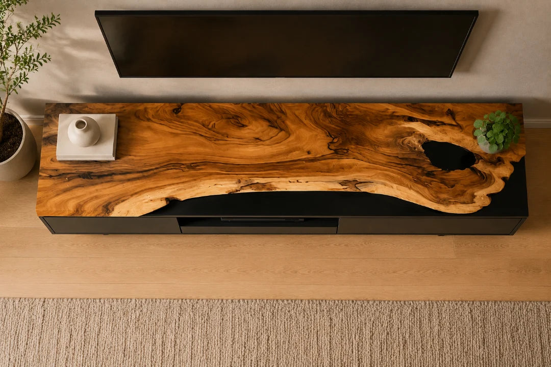 Midnight Top Smoky Black Epoxy TV Stand TVS01